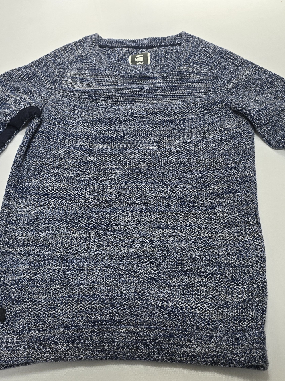 G-Star Marled Navy and Heather Crewneck Sweater